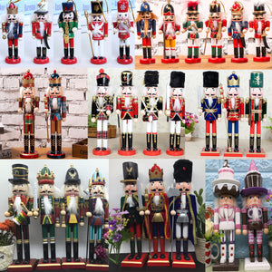 38cm Wooden Nutcracker Doll Soldier Vintage Handcraft Decoration Christmas Gifts