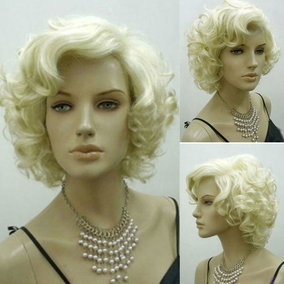 Blonde Marilyn Monroe Fashion Curly Wig Cosplay Hair Full Wigs Hot Style Short