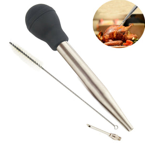 304 Stainless Steel Turkey Baster Syringe Injector Needle with Cleaning Brush