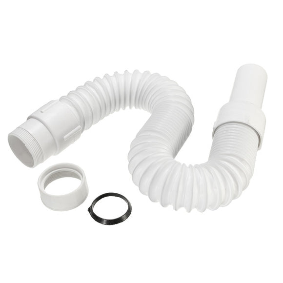 36-75cm White Plastic Basin Sink Hose Adjustable Waste Pipe
