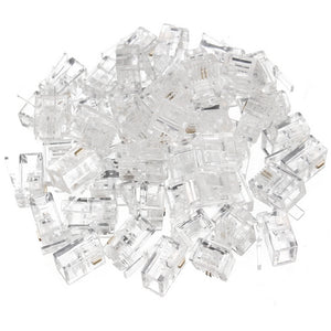 50Pcs Durable 2Pin RJ11 RJ-11 Modular Plug Telephone Cable LAN Connector