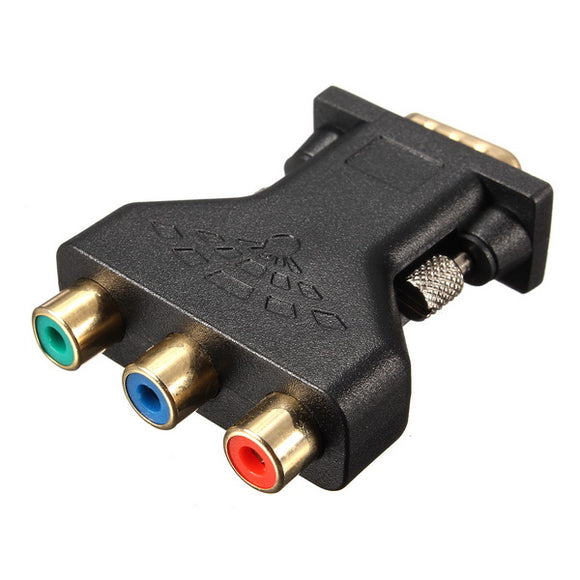 3 RCA RGB Video Female To HD15-Pin VGA Component Video Jack Adapter