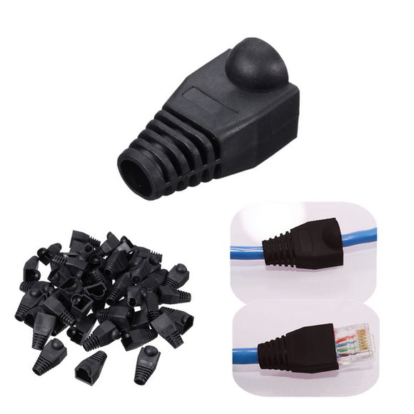 50pcs Black Boot Cap Plug Head for RJ45 Cat5/6 Cable Modular Connector Network