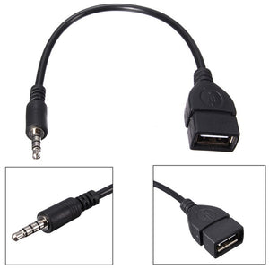 Male Audio AUX Jack to USB Type A Female Converter