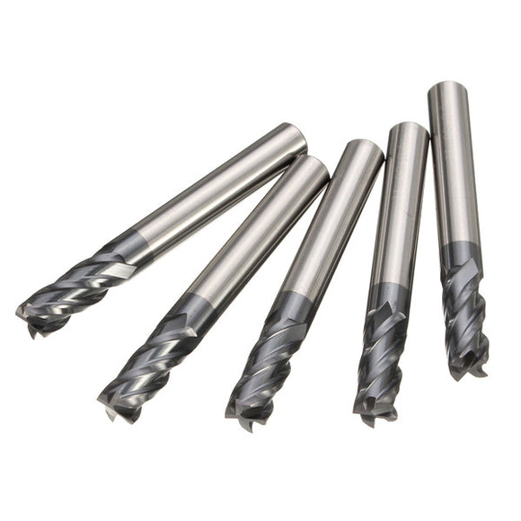 5pcs 6mm Head 4 Flute Tungsten Steel End Mill Cutter