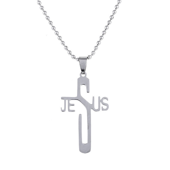 Stainless Steel Necklace Personality Jesus Cross Necklace for Men Women
