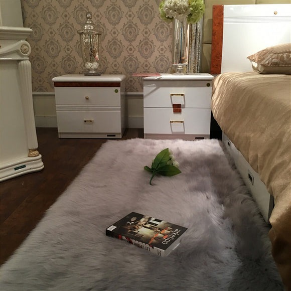 90x60cm Faux Wool Plush Rug Soft Shaggy Carpet Home Floor Area Mat Decoration