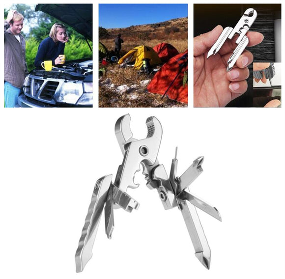 IPRee 15 in 1 EDC Folding Plier Clamp Knife Keychain Screwdriver Camping Survival Pocket Tools