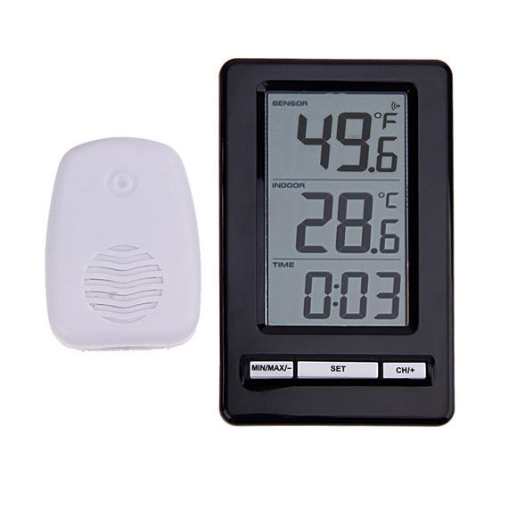 DANIU TS-WS-47 Wireless Digital Thermometer Indoor Outdoor Temperature Meter Time Display Clock Table Stand Weather Station