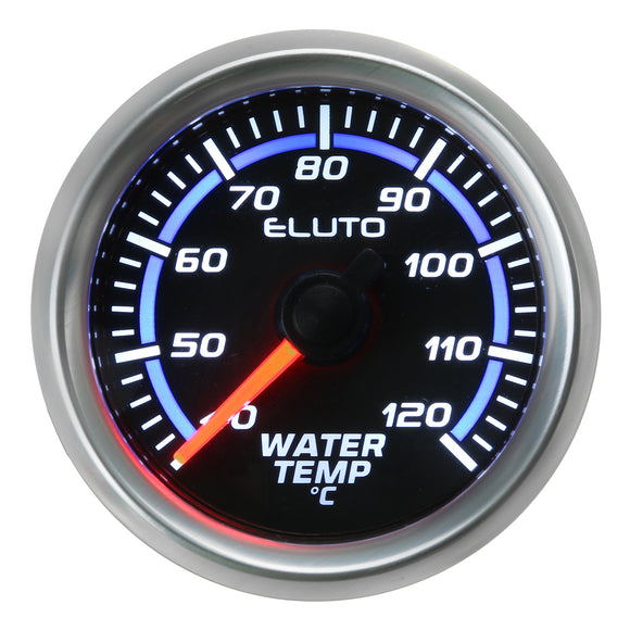 2 52mm 40-120C Water Temperature Gauge Blue LED Black Face Car Meter + Sensor