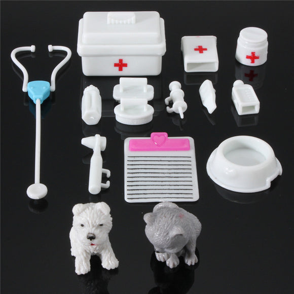 New 14PCS Mini Equipment Toys For Fashion Doll House Accessories