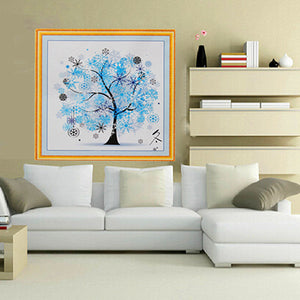 45x45cm DIY Cross Stitch Winter Tree Printing Handmade Needlework Kit Home Decoration