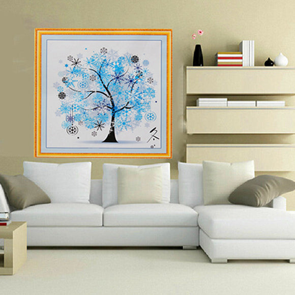 45x45cm DIY Cross Stitch Winter Tree Printing Handmade Needlework Kit Home Decoration