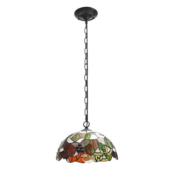 E27 Vintage Tiffany Style Pendant Light Stained Glass  Iron Hanging Chain Ceiling Lamp AC85-265V