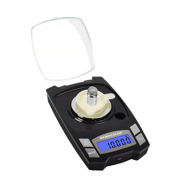 NEWACALOX 100g/50gx0.001g Digital Electronic Scale Mini USB Charging Weighing Scale 0.001g Precision Jewelry Lab Weighing Scale