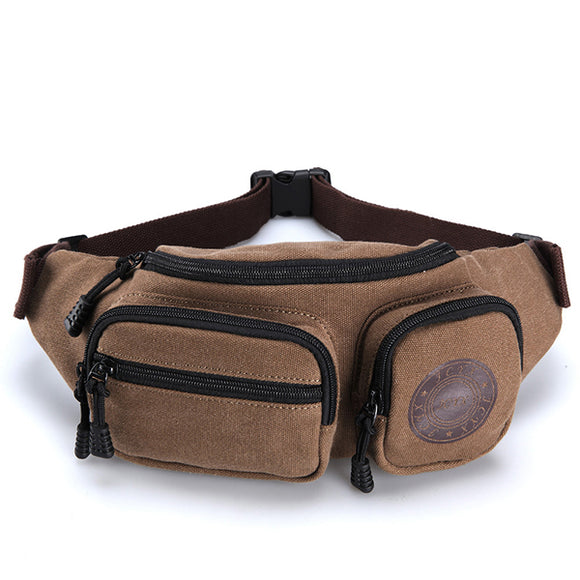 Canvas Multifunctional Retro Waist Bag Chest Bag Leisure Travel Crossbody Bag Phone Bag for Men