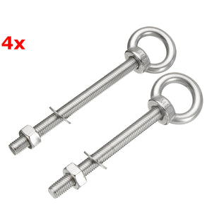 4Pcs A4 M10 Lifting Eye Bolt 316 Marine Grade Stainless Steel Longshank Nut