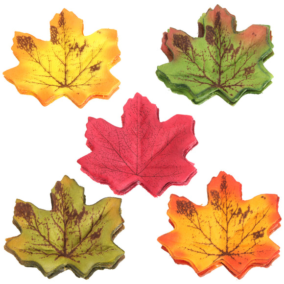 100Pcs Artificial Fall Leaves Autumn Maple Leaf Party Wedding Favor Decorations Shooting Prop
