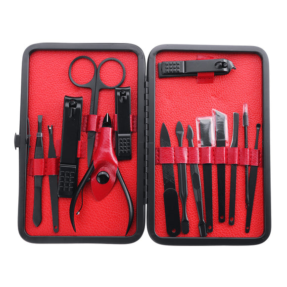 15pcs Nail Tools Top-grade Nail Scissors Armor Tools Cosmetic Nail Clippers with PU Leather Nail Clipper