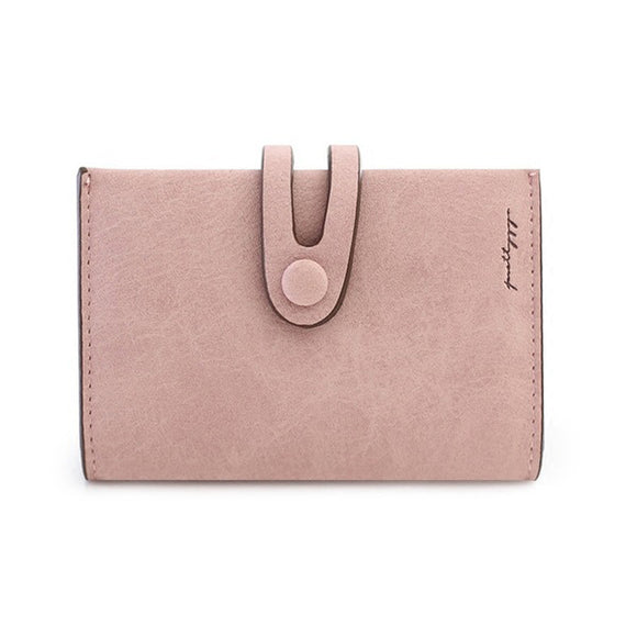 Women PU Solid Short Wallet 20 Card Slot Card Holder Concise Purse