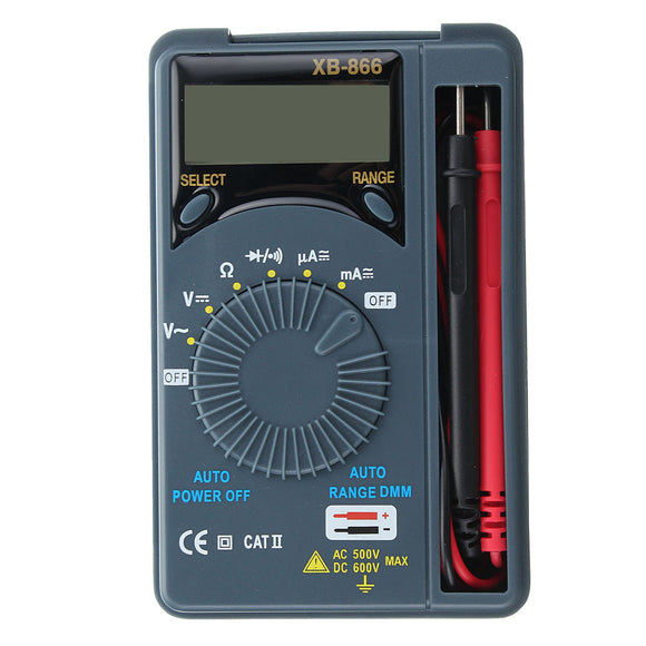 XB866 Mini Auto Range LCD Voltmeter Tester Tool AC/DC Pocket Digital Multimeter
