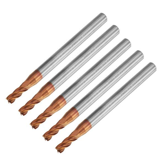 Drillpro 5pcs 3mm 4 Flutes Tungsten Carbide End Mill Cutter HRC55 AlTiN Coating End Mill Cutter