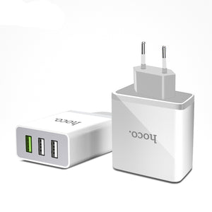 HOCO C24B 18W QC3.0 3Ports Quick Charger EU Plug Wall Charger For iphoneX 8/8Plus Samsung S8 Letv