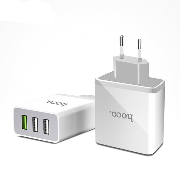 HOCO C24B 18W QC3.0 3Ports Quick Charger EU Plug Wall Charger For iphoneX 8/8Plus Samsung S8 Letv