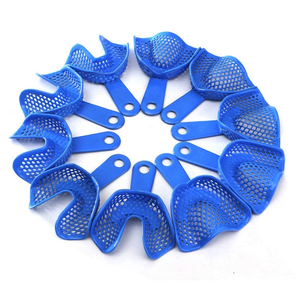 10pcs Plastic Steel Dental Impression Trays Denture Model Materials