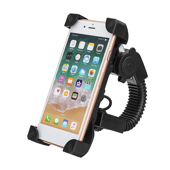 3.5-6inch Mobile Phone Holder Bracket USB Charger Motorcycle Mirror Mount