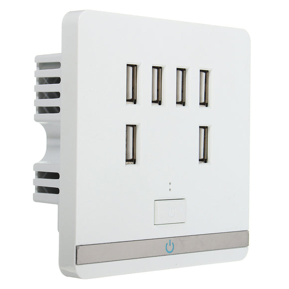 Excellway 3.4A AC Power Wall Receptacle Socket Plate Charger Outlet Panel with 6 USB Port