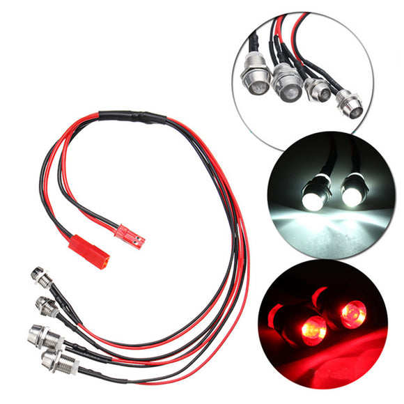 WPL LED RC Car Light Truck Kit Plastic Durable Red/White ESC DIY Upgrade Parts Set Front & Rear Headlights