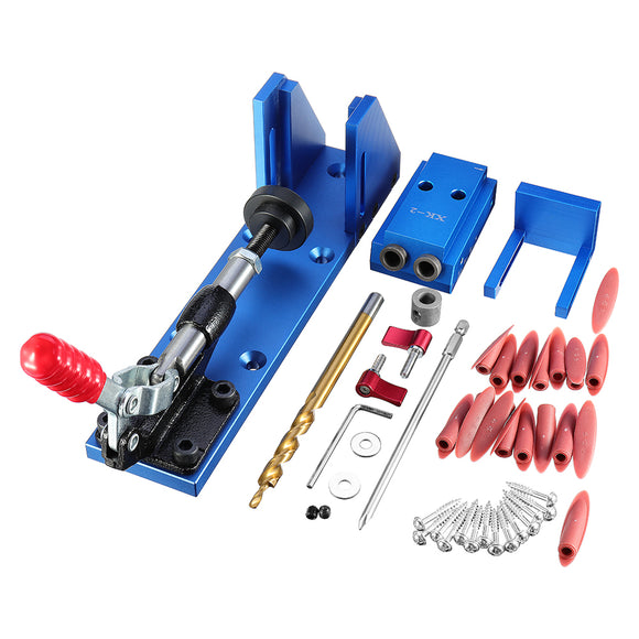 Wood Working Tool Pocket Hole Jig with Toggle Clamp and Step Drill Bit