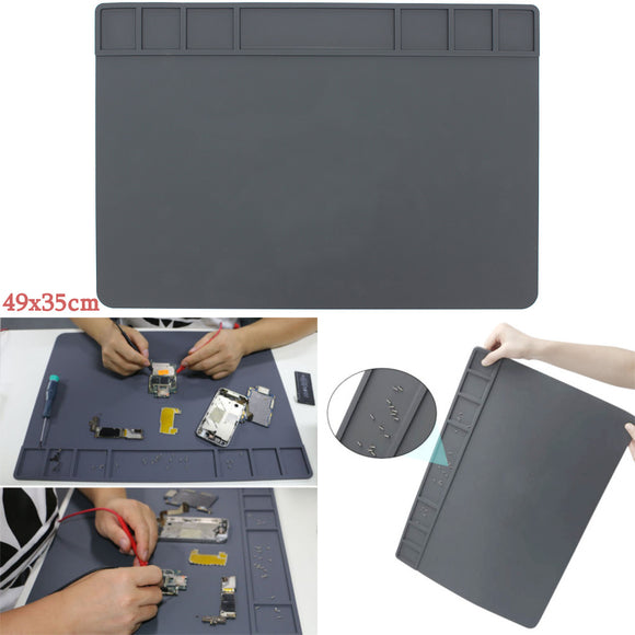 DANIU 49 x 35cm Big Size Magnets Heat Insulation Silicone Pad Soldering Repair Station Platform