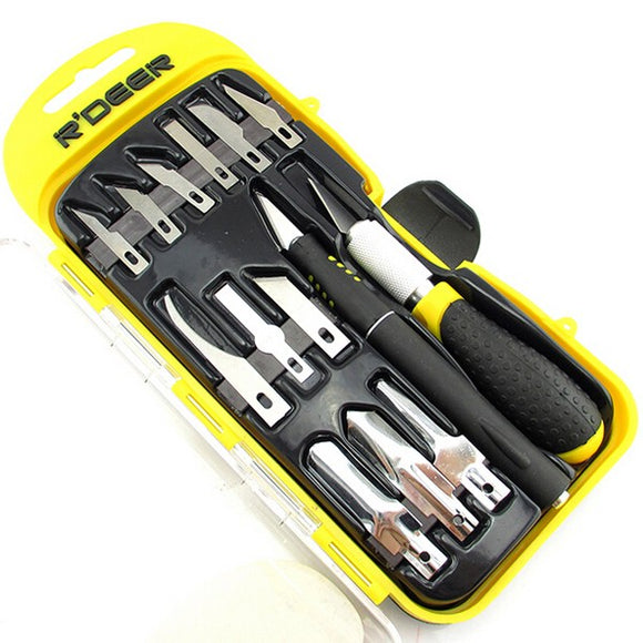 R'DEER RT-M114 14Pcs Multifunction Hand Graver Chisel Hobby Craft Wood Carving Tool Set