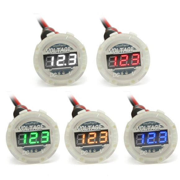 12V-24V Motorcycle Car Digital LED Volt Meterr Waterproof Volt Panel Meter Gauge Clear