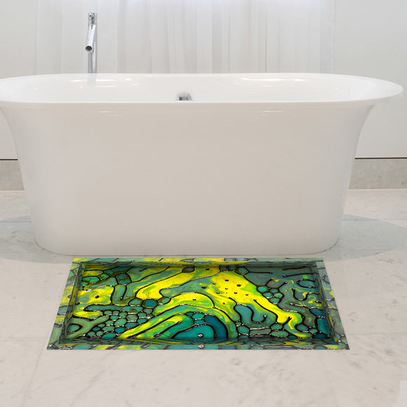 PAG 3D Bathroom Waterproof Water Color Pattern Anti Slip Floor Sticker Washable Kitchen Decor
