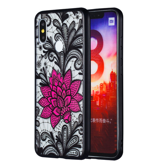 Enkay Emboss Lace Flower Shockproof PC TPU Back Cover Protective Case for Xiaomi Mi8 Mi 8