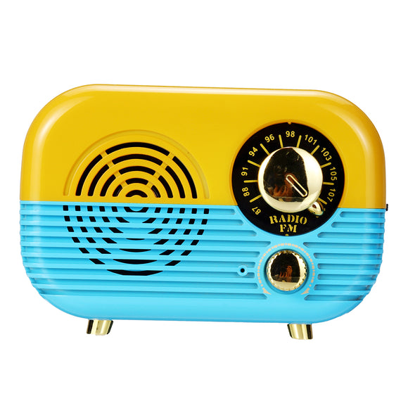 Portable Retro 87-108Mhz FM Radio bluetooth AUX TF Card Speaker Rechargeable Music Player