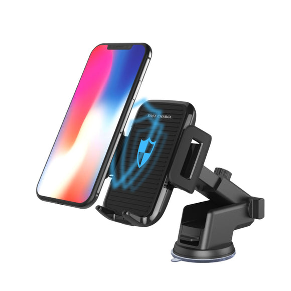 Qi Wireless Fast Charger Car Retractable Suction Cup Dashboard Air Vent Phone Holder for Iphone X