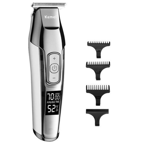 KEMEI KM-5027 Cordless Hair Clipper Beard Trimmer Electric Haircut Machine with LCD Digital Display Hair Grooming Kit for Kids Family