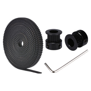 BIQU 2PCS 20 Teeth 5mm Bore GT2 Aluminum Pulley+2mm Rubber Open Belt+Allen Key For 3D Printer