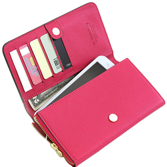 Women Candy Color Hasp Long Wallet Girls Credit Card Holder Phone Bags Case