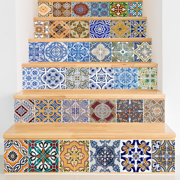 Miico 6Pcs/set Creative Mosaic Pattern stair sticker Home Decor Mural Art Decor Sticker