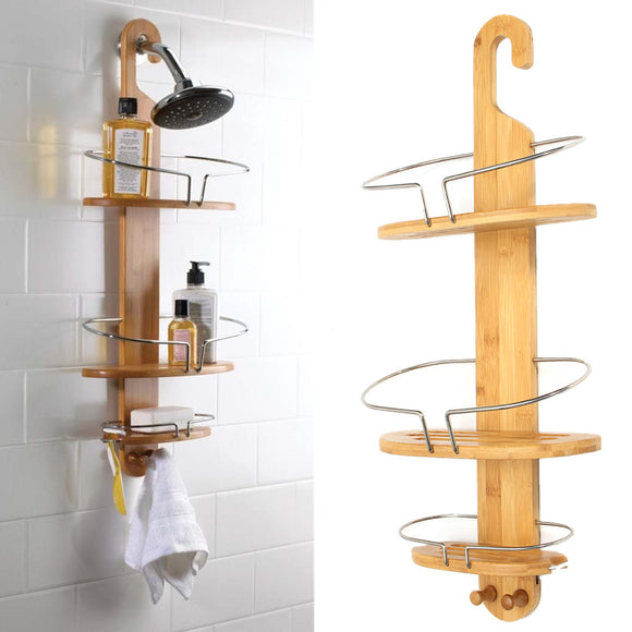 Honana BS-122 Bamboo Multifunctional Sturdy Corner Bathroom Storage Shelves Vintage Wall Shelf Bathr