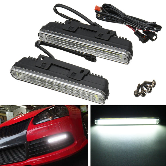 Universal COB LED DRL Daytime Running Lights Front Driving Fog Lamp Waterproof White 21cm 2PCS