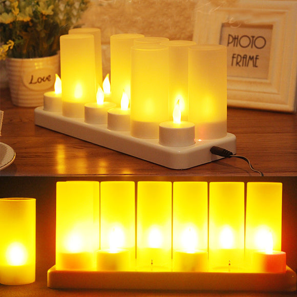 12PCS LED Rechargeable Candle Lamps Flameless Warm Tea Light Decoration