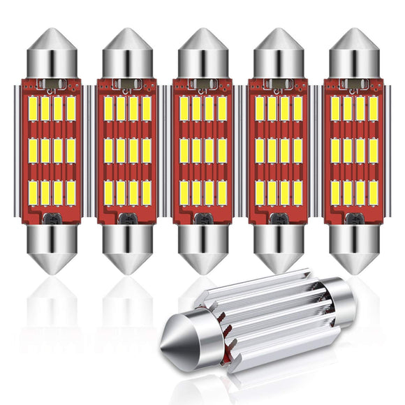 Audew 6PCS 42mm C5W 4014 SMD LED Festoon Dome Lights Licence Plate Bulbs 12V 2.7W 4882K White Kit