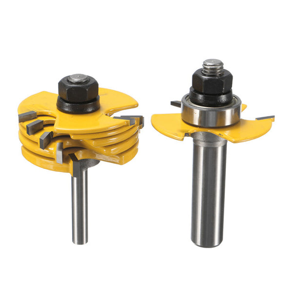 2pcs 1/2 And 1/4 Inch Shank Adjustable Rabbet Router Bit Set For Woodworking