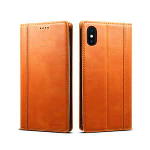 Bakeey Protective Case For iPhone XS Max Genuine Leather Magnetic Flip Wallet Kickstand Cover